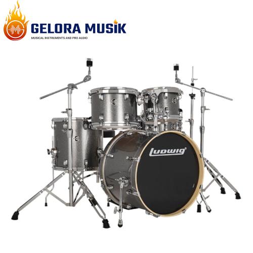 Drum Akustik Ludwig Evolution LE522028DIR 5 PCS W/ HW, Throne Platinum