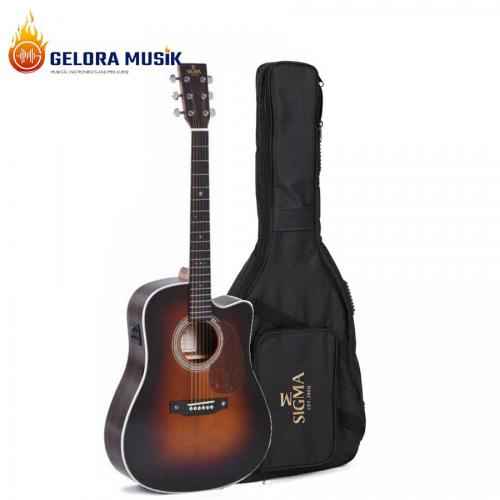 Gitar Akustik Elektrik Sigma DTC-1E-SB Tilia Sunburst, Gloss W/Bag