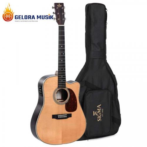 Gitar Akustik Elektrik Sigma DTC-28HE Tilia Dread Nat W/Bag