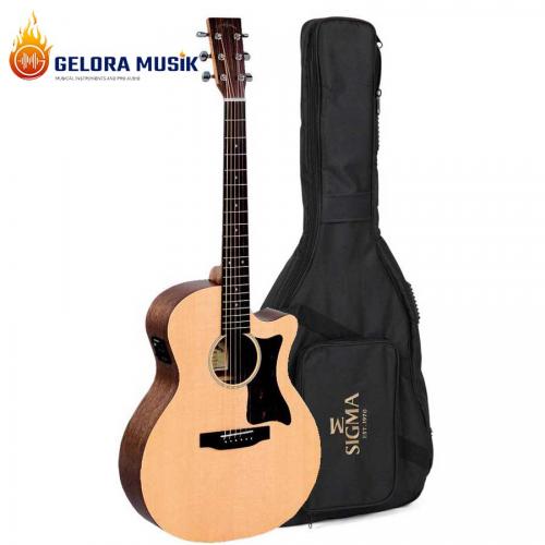 Gitar Akustik Elektrik Sigma GMC-STE Satin, Cut Grand Nat W/Bag