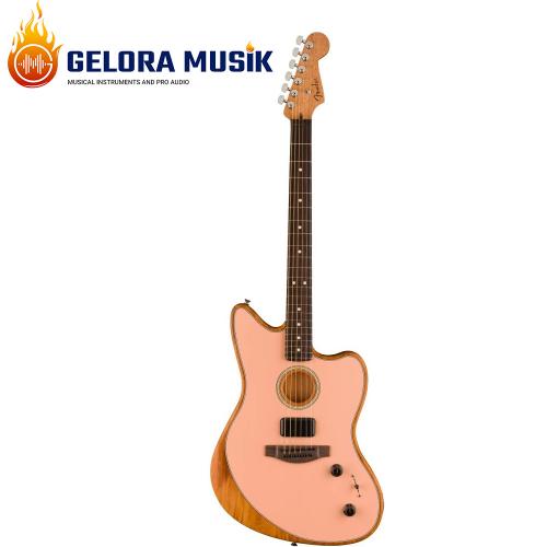  Gitar Akustik Fender FSR American Acoustasonic Jazzmaster  w/bag, Ebony FB, Shell Pink