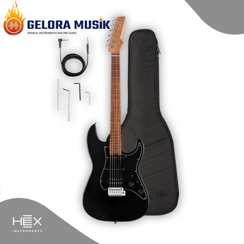 Gitar Elektrik Hex E300 S/BK W/Gigbag