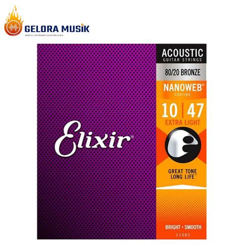Senar Gitar Akustik Elixir Extra Light (010-047) 80/20 Bronze Nanoweb Coating 11002 
