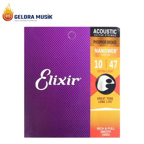 Senar Gitar Akustik Elixir Extra Light (010-047) Phosphor Bronze Nanoweb Coating 16002