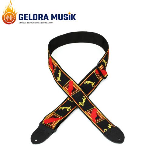 Strap Gitar Fender 2 Inch Monogrammed - Black/Yellow/Red